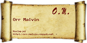 Orr Malvin névjegykártya